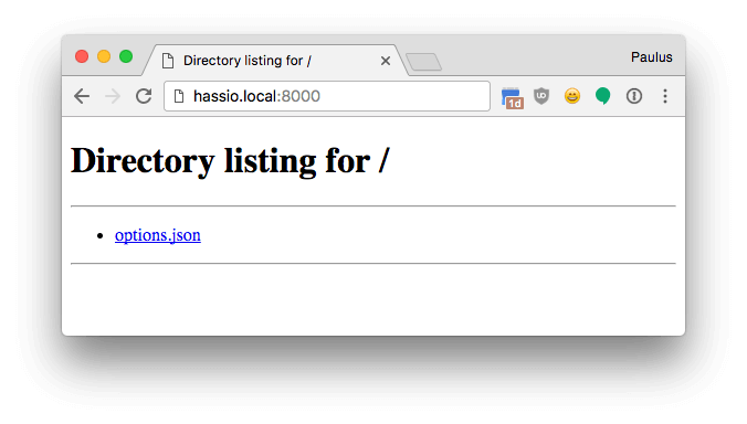 Screenshot of the file index served by the app
